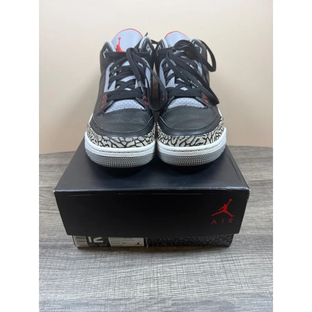 Jordan 3 Retro Black Cement 2018 Mens Size 12 Black Fire Red 854262-001 Nike Air